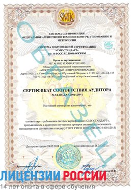 Образец сертификата соответствия аудитора №ST.RU.EXP.00014299-1 Урай Сертификат ISO 14001